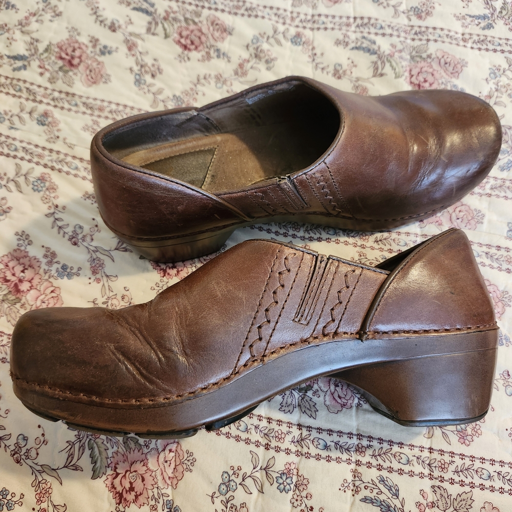 Dansko Brown Leather Clogs Mules